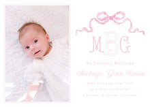 Load image into Gallery viewer, Classic Bow Baby Announcement (H)