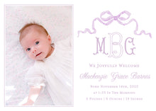 Load image into Gallery viewer, Classic Bow Baby Announcement (H)