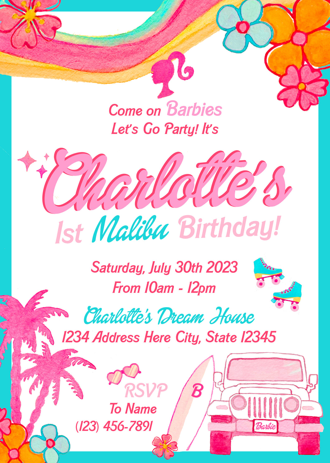 Malibu Dollie Invitation