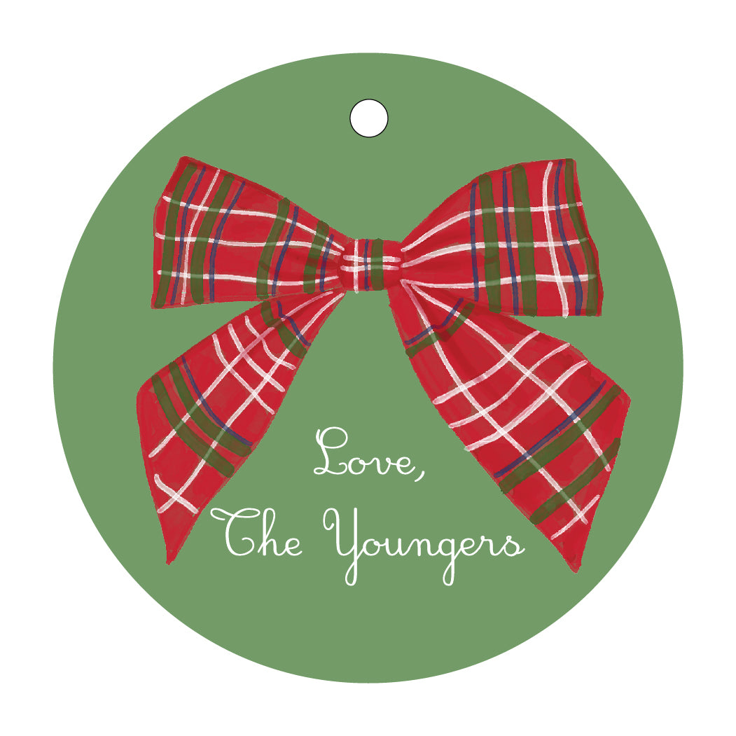 Plaid Bow Round Tag