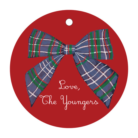 Plaid Bow Round Tag