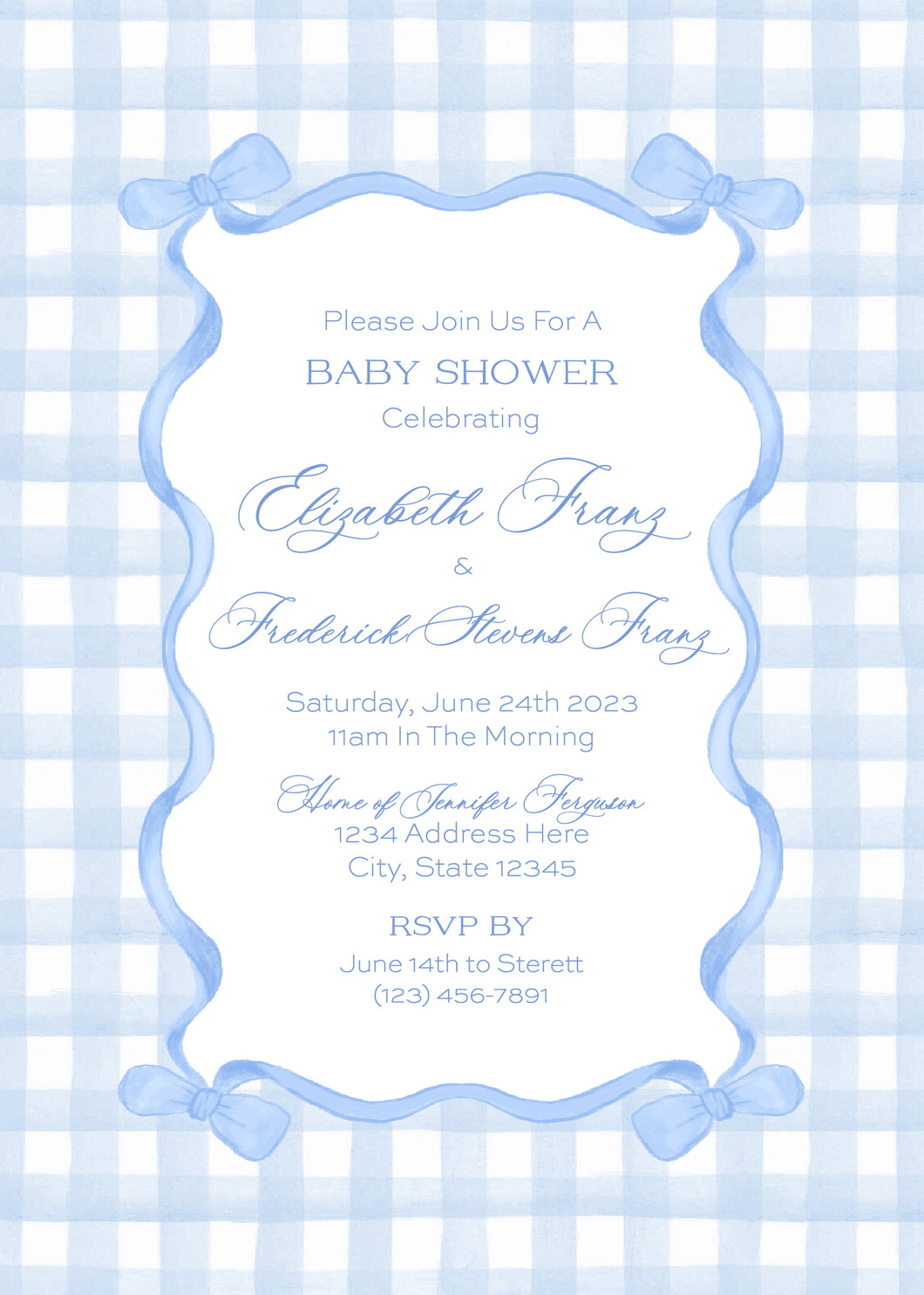 Gingham & Bows Invitation