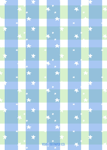 Starry Plaid Card - Blue/Green