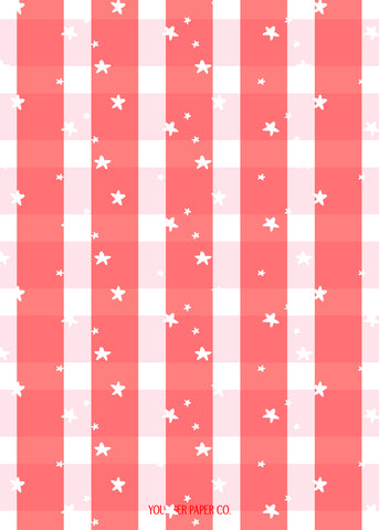 Starry Plaid Card - Pink/Red