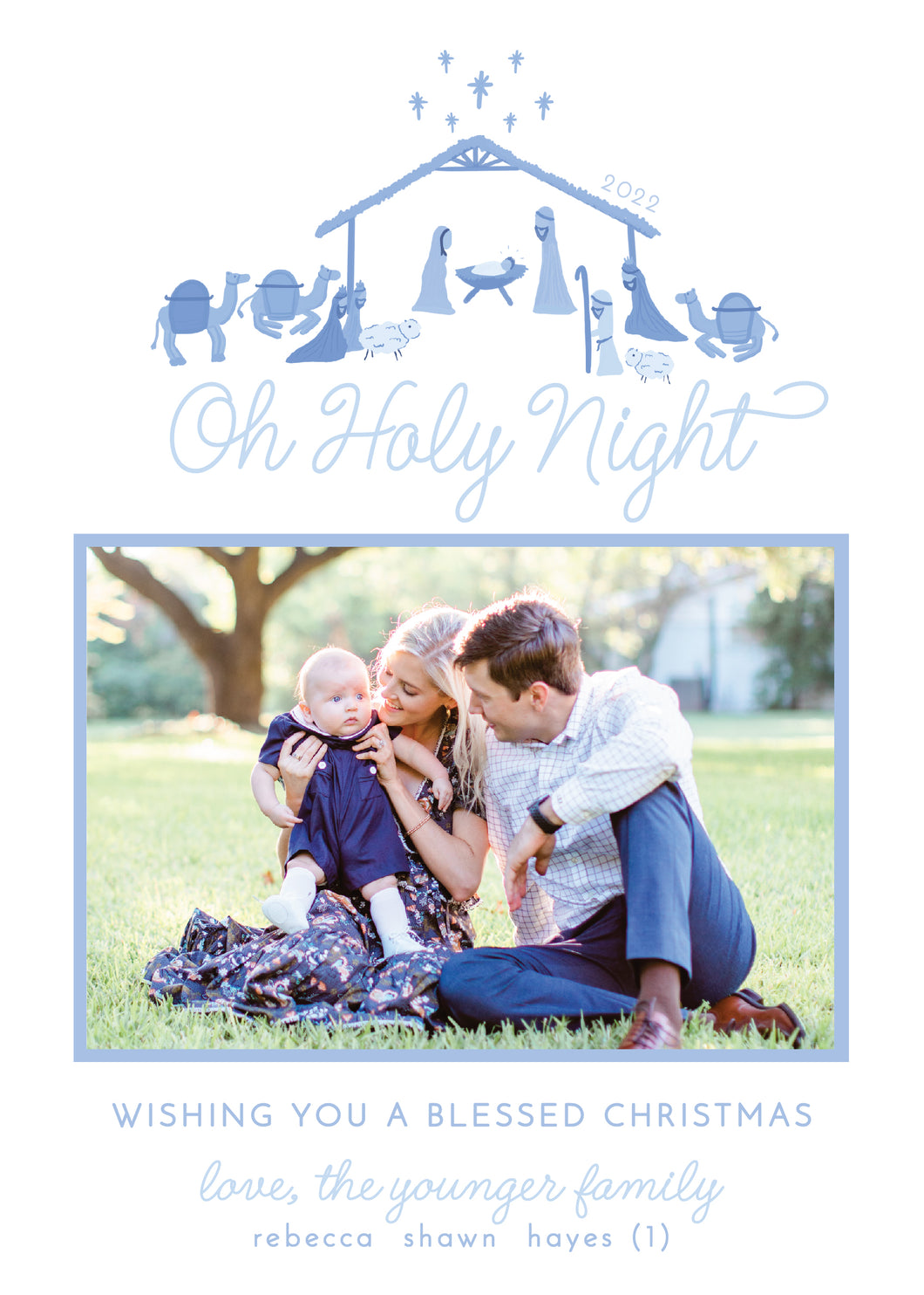 Oh Holy Night Card - Blue