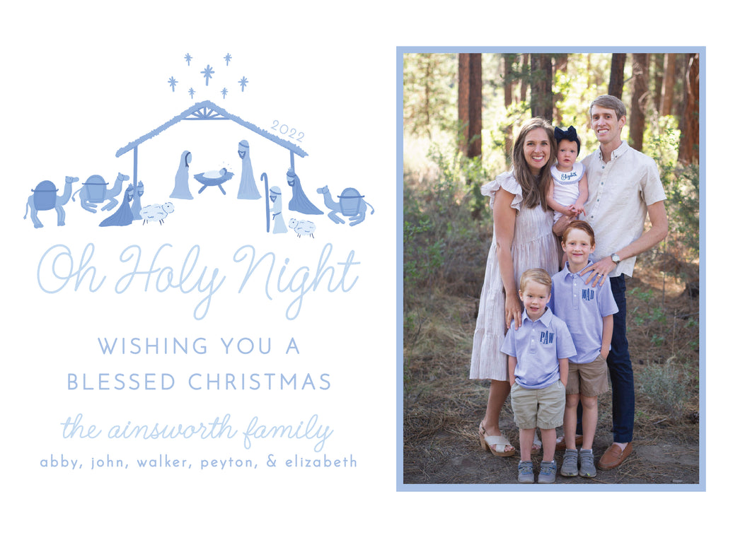 Oh Holy Night Card - Blue (H)