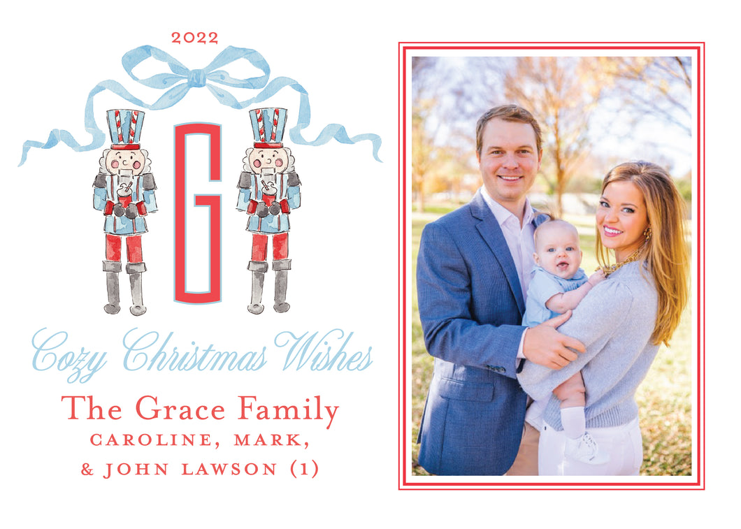 Nutcracker Bow Card - Blue/Red (H)