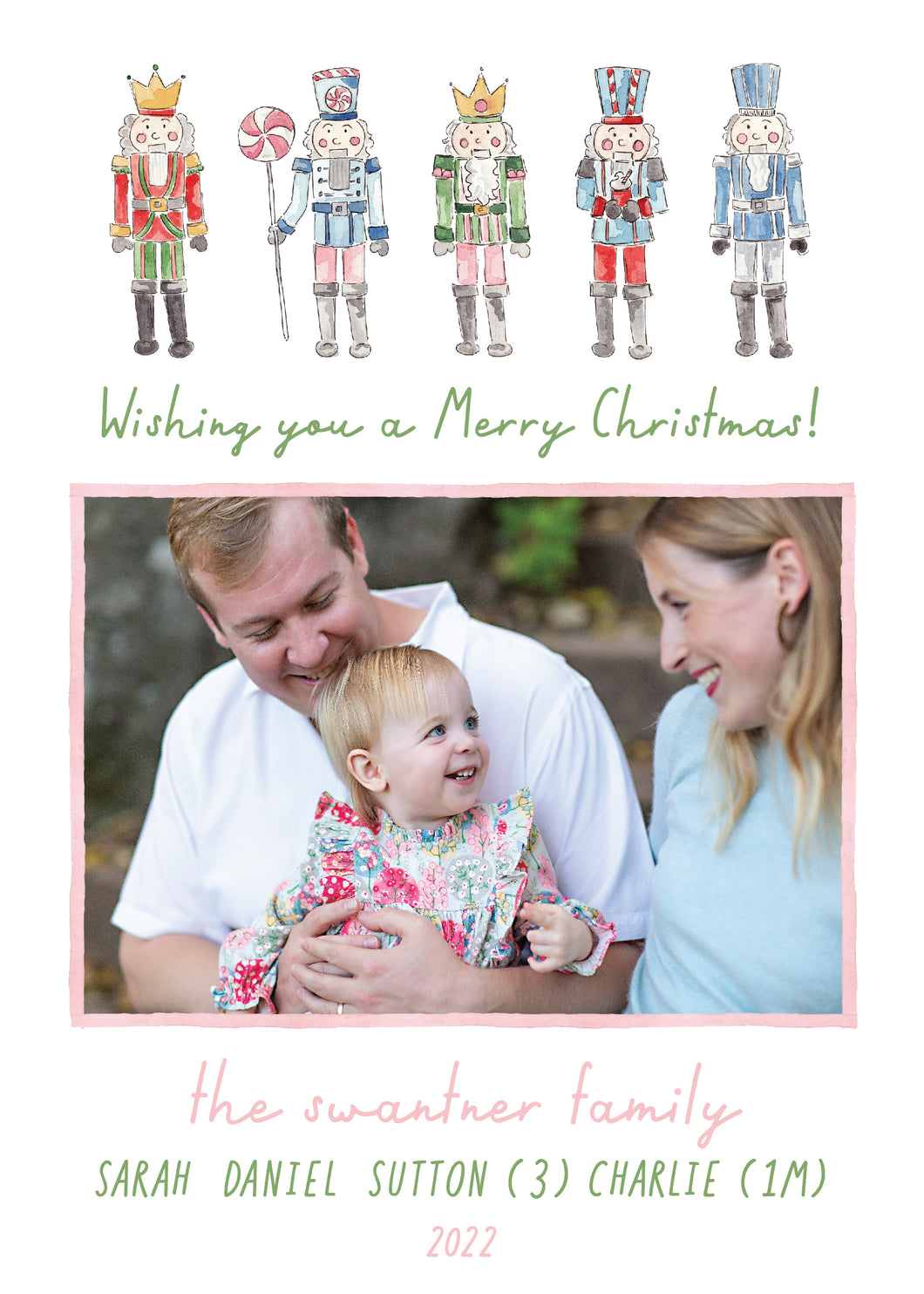 Whimsy Nutcracker Card - Pink/Green