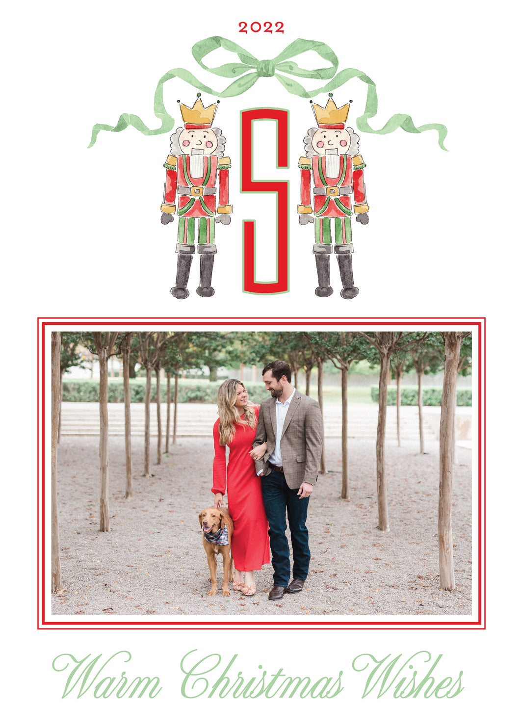 Nutcracker Bow Card - Red/Green